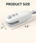 White 2 In 1 USB Rechargeable Heat Sealer With Cutter For Plastic Bags, showing compact 4.8x1.3 inch size, grab and go design.
