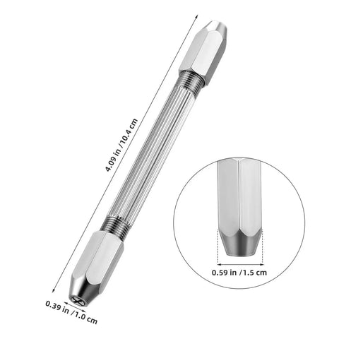 Top Shelf 6 Piece Double Ended Pin Vise Kit For Jewelry Making And Wire Twisting features a detailed mini drill handle.