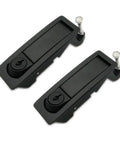 Pair of black compression latches with flush levers and locking bolts