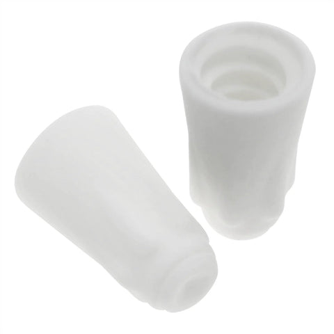 Ceramic wire-nut connectors in white; two pieces shown (front and side views) for 18-8 AWG wires.