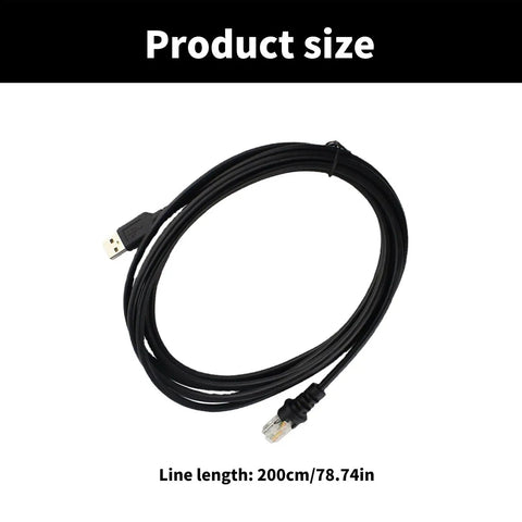 Flat USB Barcode Scanner Cable 2M For MS5145 MS9540 MS7120 MS9590 MS1690 coiled with gold-plated connectors for retail use