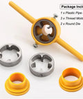PVC Pipe Threader Kit For Quick No Fuss Threading Six Piece Tool Set With 1/2 Inch 3/4 Inch And 1 Inch NPT Die Sets Manual Hand Tool