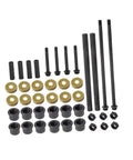 Front Arm Bushing Kit With Dust Covers Seals Caps Bolts And Shaft Collar Nuts For Front Suspension Rebuild On Off Road Quad Beefed Up Heavy Duty Compatible With Banshee 350 YFZ350 1991 2006 Repair Parts laid out