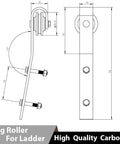 Technical drawing of sliding roller for ladder, part of Sliding Ladder Track Kit For Library And Loft Quiet Smooth Glide Barn Door Hardware System
