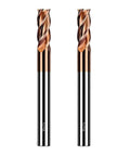 Maclix 2-pack 1/4 in carbide end mills, 2-1/2 in overall length, 4-flute, front view