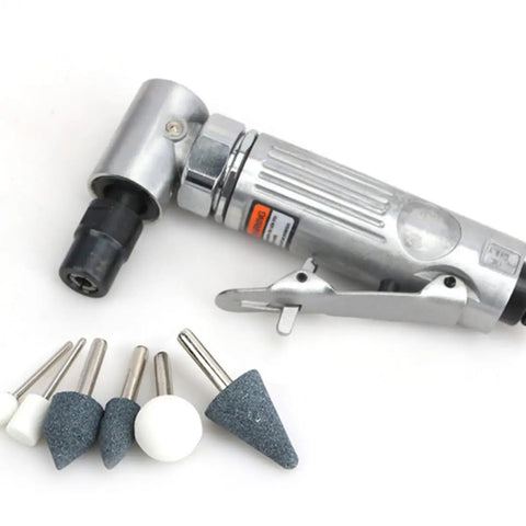 Professional Grade Kick Ass Pneumatic Air Die Grinder Spinning Wild At Twenty Five Thousand RPM For Slick Polish Heavy Metal Wood Tire Wall Projects with various burrs.