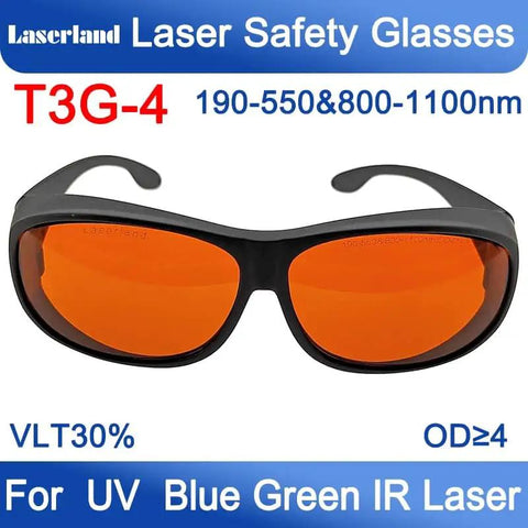 Multi-Wavelength OD6 Laser Safety Goggles With UV Blue And Green Light Filter For Precision Labs And Workshops Pro Level Eye Protection That Slays Hazards Durable Frames And CE Certified Gear You Can Trust, showing orange lenses and black frames.