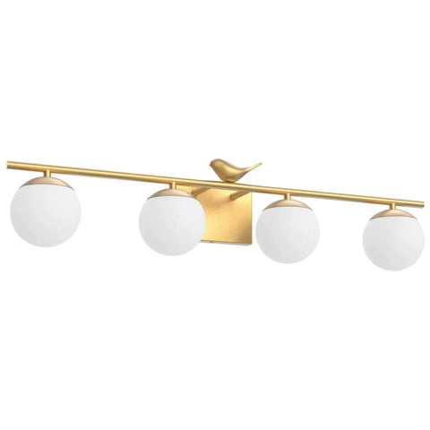 Gold Vanity Light Fixture For Bathroom Over Mirror 32.7 Inch Long Mid Century Modern Vanity Lights Premium Gold Finish Wall Mounted Bath Lighting