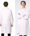 Unisex Pro Grade Lab Coat With Three Pockets White Cotton Poly Blend Lightweight Breathable Medical Coat Long Sleeve 4X Large