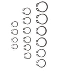 Rust-Resistant 304 Stainless External Circlip Set Retaining Ring Kit 8mm-18mm Snap Ring Assortment displayed on white surface