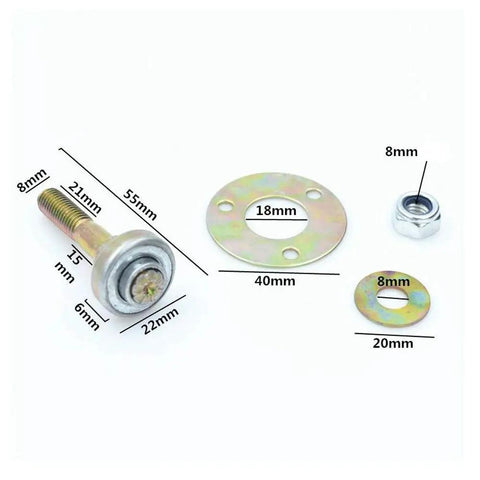 Four Pack Heavy Duty Metal Rocking Chair Bearing Screws M8 X 55mm Furniture Connector Kit displaying screws and washers.