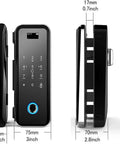 Heavy Duty Fingerprint Smart Deadbolt Lock With Numeric Keypad And Password Access Featuring No Fuss Keyless Entry Installation. Side view showcases dimensions.