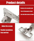 Close-up of Four Piece 270 Degree Folding Flat Hinge Set for full coverage kitchen cabinets made from heavy-duty zinc alloy with adjustable screws.