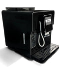 Kickstart Your Daily Java With This Slick Super Automatic Espresso Machine Featuring A Bpa Free Design Built In Grinder Responsive Touch Screen And Breeze To Clean Operation For Flawless Barista Level Shots In Matte Black, side view showcasing touch screen and grinder.