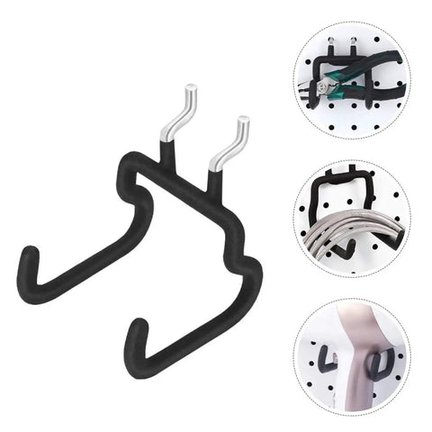 Heavy Duty Black Pegboard Hooks For Garage Tool Storage, Built Tough Steel And Rubber Wall Mounts, Universal Drill Plier Holders, Solid Shop Upgrade To Hang Em All Safely