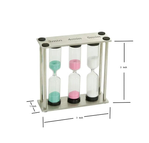 Go To Desk Timer With Brushed Stainless Steel Frame Three In One 3 4 5 Minute Kitchen Timers For Tea Coffee And Cooking with size labels