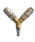 Pneumatic Manifold Splitter Coupler 2 To 3 Way Quick Fit Air Distributor for compressed air lines, durable brass and metal.