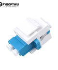 10 Pack Fiber Optic LC Duplex Singlemode Keystone Jack Couplers White, close-up view showing high precision zirconia ferrule