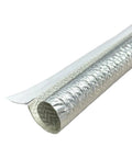 Self Closed Aluminum Heat Shield Sleeve 6mm One Quarter Inch, 39 Inch Length, silver reflective fiberglass sleeving with side entry design