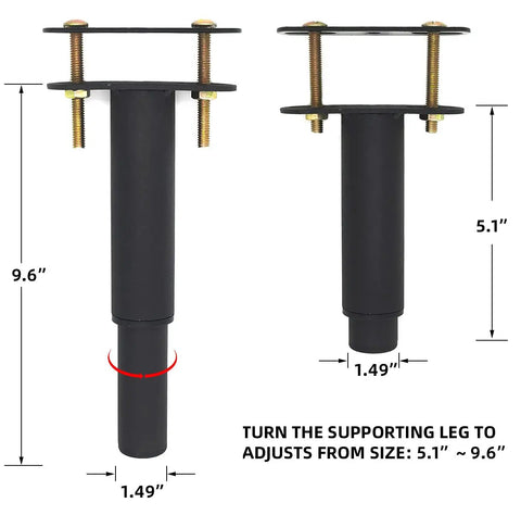 Two Pack Adjustable Center Support Leg Set For Bed Frames And Sofas, Heavy Duty Steel Feet, 5.1 To 9.6 Inch Height Range, Center Slat Support To Prevent Mattress Sag And Keep Your Bed Solid