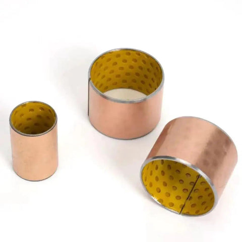 10 Piece Set Of SF 2 Self Lubricating Copper Bushings Oilless Bronze Bearings 25 X 28 X 40 Mm showcasing three sizes of copper bronze bushings.