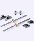 Upgrade Your Build With This Killer 3D Printer T8 Lead Screw Rod Kit Featuring Vertical Horizontal Mounting Options, Precise 2mm Pitch, Plus Kfl08 Or Kp08 Smooth Nut And Bearing Assembly For Rock Solid CNC Printers And Engraving Tools. T8 lead screw kit with 8mm rods, couplers, bearings, and smooth nuts