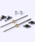 Ultimate T8 Lead Screw Kit For 3D Printers And CNC Machines Featuring 8mm Diameter Rods From 100mm To 600mm With Smooth Kfl Or Kp08 Nut Braces For Epic Vertical Horizontal Builds And Precision Engineering Needs. T8 lead screw kit with 8mm rods, brass nuts, couplers and pillow blocks