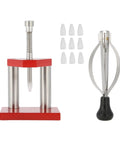 Red Hand Plunger Puller Set For Watch Repair, Durable Alloy Steel Kit With 10 Plastic Dies, Pro Grade Back Removal Tool