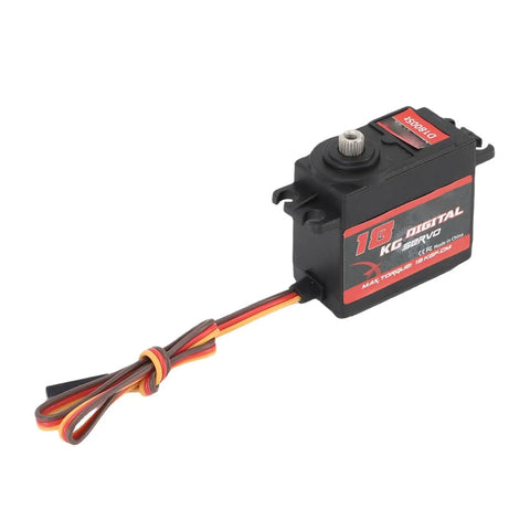 Heavy Duty Metal Gear Digital Servo Crushing 18kg Torque And Serving Up Smooth 180 Degree Rotation For Rc Cars Trucks Boats Robots, black design with wires.