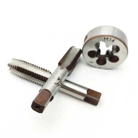 M14x2.0 Hand Tap And Die Set With One Taper Tap One Plug Tap And One Round Die 2.0mm Pitch Right Hand Threading Kit