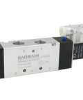 Internally Piloted 5 Way 2 Position Pneumatic Solenoid Valve 4V410-15 DC12V with PT Half Inch Ports shown in side view