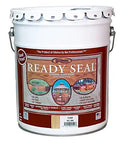 Eight Pack Five Gallon Clear Exterior Wood Stain And Sealer Oil Based Semitransparent Deck Armor Fast Drying Rain Ready Formula Eliminates Laps Runs And Streaks Easy Maintenance Wood Protectant in a white bucket