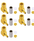 SMB Female Crimp Connector Right Angle 90 Degree RF Adapter for RG174 RG316 Coax Cables and Antennas