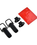 Black 80mm Quick Release Fastener Clips For Bumper, Trunk, And Hatch, Easy Install No Fuss Tool Free Access Pins, Secure Fit That Stops Rattle On Rough Roads, Pair, black metal clips with red backing card