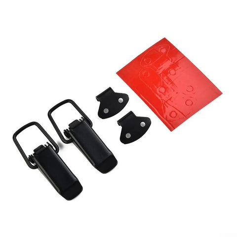 Black 80mm Quick Release Fastener Clips For Bumper, Trunk, And Hatch, Easy Install No Fuss Tool Free Access Pins, Secure Fit That Stops Rattle On Rough Roads, Pair, black metal clips with red backing card