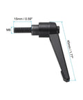 5 Pack Heavy Duty Quick Swap Clamping Levers Tough As Nails M6 Locking Handles Black Oxide Carbon Steel 45mm tool knob side view with measurements.