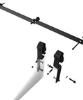 Bi Folding Sliding Barn Door Hardware Kit For Two Doors components, including black J shape rollers and 40 inch track, for modern hallways.