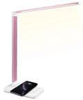 Game Changing LED Desk Lamp With Wireless Charger And USB Port, dimmable pink reading light, home office use, phone charging