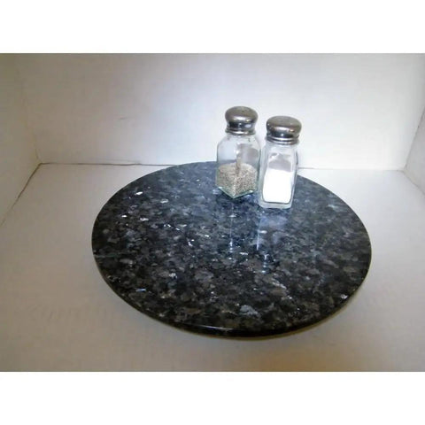 12 Inch Blue Pearl Granite Lazy Susan Centerpiece For Dining Table And Kitchen Counter Solid Wood And Resin Turntable