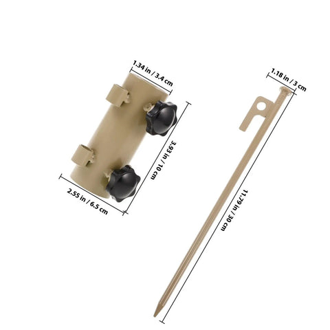 Close-up of Six Piece Adjustable Tent Poles And Heavy Duty Canopy Stakes Kit with aluminum pegs and 12 inch ground nails