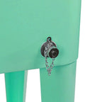 Close-up of drain sprout on 80 Qt Retro Rolling Cooler Ice Chest Cart With Shelf And Bottle Opener Seafoam Perfect For Backyard Bbqs And Bar Nights Keeps Drinks Cold For Days Party Ready