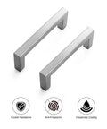 30 Pack Solid 3 Inch Center To Center Slim Square Bar Drawer Handles In Brushed Nickel with scratch resistance and anti-fingerprint coating