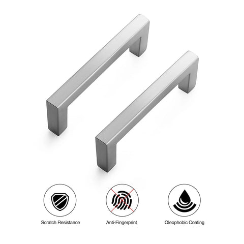 30 Pack Solid 3 Inch Center To Center Slim Square Bar Drawer Handles In Brushed Nickel with scratch resistance and anti-fingerprint coating