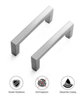 Solid Durable 20 Pack Slim 3 Inch Center To Center Square Bar Drawer Handles In Brushed Nickel For Kitchen Cabinets And Drawers Modern Cabinet Pulls Hardware, showing anti-fingerprint and scratch resistance features.