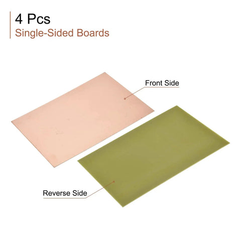 Copper Clad PCB Board For DIY Electronics FR4 Glass Fiber Single-Sided 200mm x 150mm x 1.5mm Pack Of 4 with front and reverse side