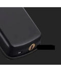 Keyless Entry Smart Lock With Slick Touchscreen Handle And Fingerprint Door Lock Electronic Deadbolt For Front Doors close-up view of locking mechanism in black finish.