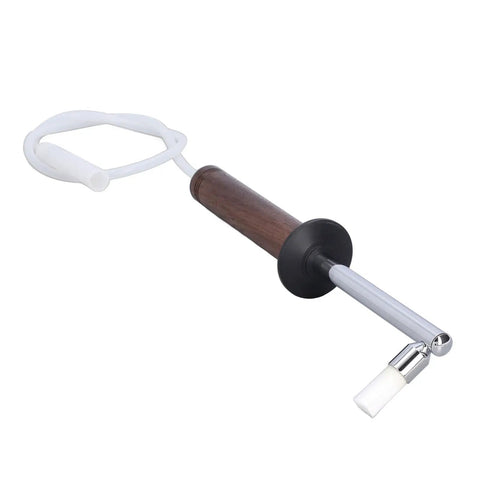 Espresso Machine Cleaning Brush With Detachable Head, High Temp Steam Tool, walnut handle, ideal for group head scrubbing.