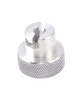 6061 aluminum bottle jack valve knob with knurled silver base, front view