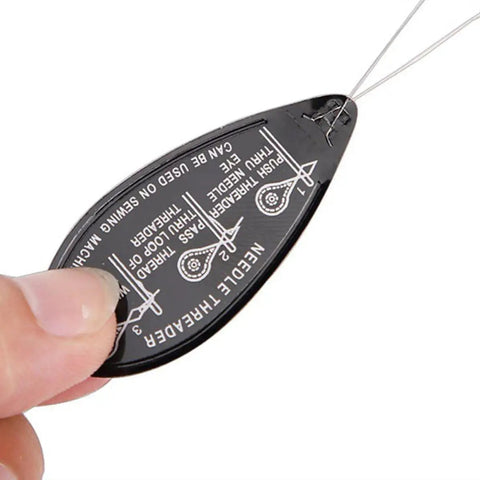 Aluminum Needle Threader Set With Flexible Wire Tips For Easy Needle Threading In Sewing And Embroidery Lightweight And Handy For Hand Or Machine Needles Perfect For Seniors And DIY Craft Lovers Must Have, black tool close-up