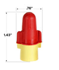 No-Fuss Performance Plus Wire Connectors Set With Flexible Steel Spring For 22-8 AWG Wires Red And Yellow Color Coding Strong Biting Spring For Secure Reusable Pigtail Joints Pack Of 100 shown with dimensions 1.43" x .76"